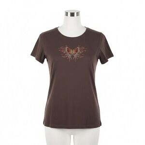 Greensource Top XL Brown Rhinestone Butterfly Wings Bling Y2K Fairy Grunge NWT